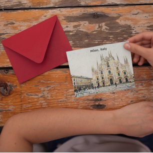 Cartão Postal Ilustração de pintura a óleo de Milão Itália