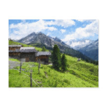 Ilustração de pintura a óleo dos Alpes austríacos.
