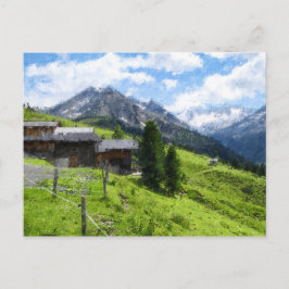 Cartão Postal Ilustração de pintura a óleo dos Alpes austríacos.
