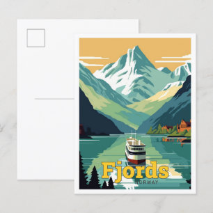 Cartão Postal Ilustração de pintura de Viagem da Noruega para fi