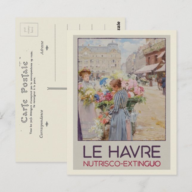 Cartão Postal Ilustração de pintura Le Havre França (Frente/Verso)