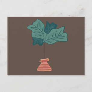 Cartão Postal Ilustração de Planta Verde de Árvore de Fig Inativ