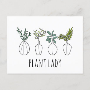 Cartão Postal Ilustração de Plantas de Arte de Linha de Plantas