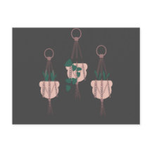 Ilustração de Plantas em Macrame para Vasos e Pote