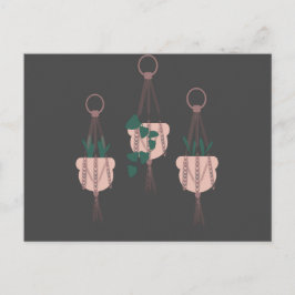 Cartão Postal Ilustração de Plantas em Macrame para Vasos e Pote