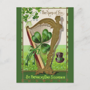 Cartão Postal Ilustração de safra única - A Harpa de Erin