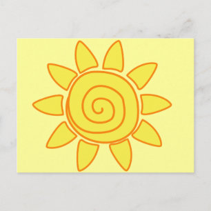 Cartão Postal Ilustração de Sol Desenhado à Mão Fofa para Crianç