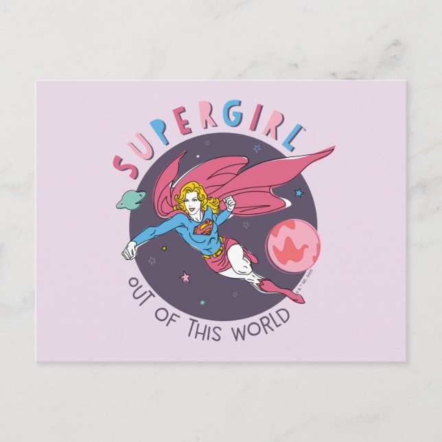 Cartão Postal Ilustração de Supergirl Voando para Cima (Frente)