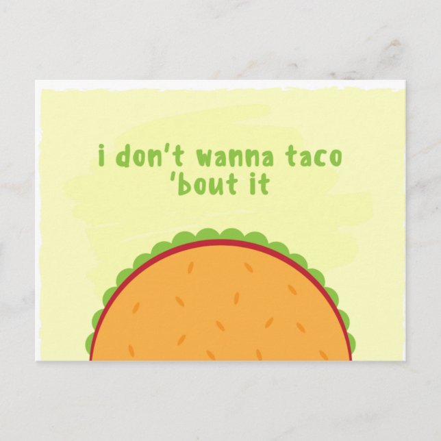 Cartão Postal Ilustração de Taco Engraçado Ícone de Comida (Frente)