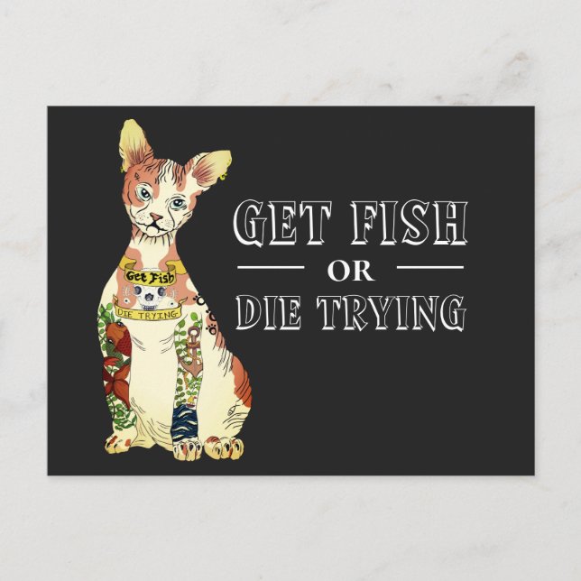 Cartão Postal Ilustração de Tatuagem de Gangster Sphynx (Frente)