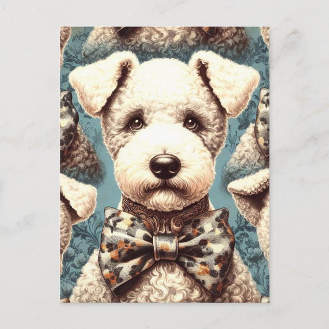 Cartão Postal Ilustração de Terrier Bedlington Retro (Frente)