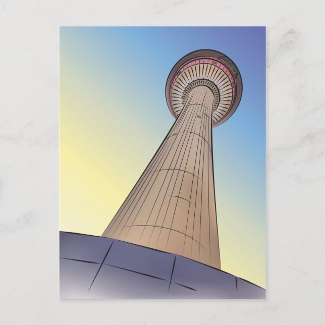 Cartão Postal Ilustração de Torre Calgary (Frente)