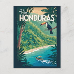 Cartão Postal Ilustração de Tucano de Honduras Arte de Viagem Vi