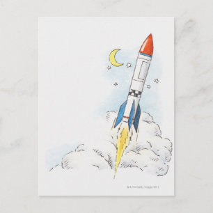 Cartão Postal Ilustração de um foguete decolando