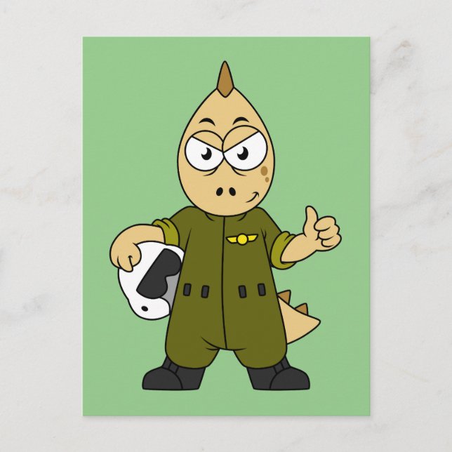 Cartão Postal Ilustração de um piloto de jato Allosaurus. (Frente)