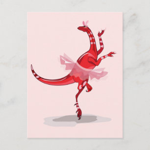 Cartão Postal Ilustração de um Raptor Dançante Bailarina.