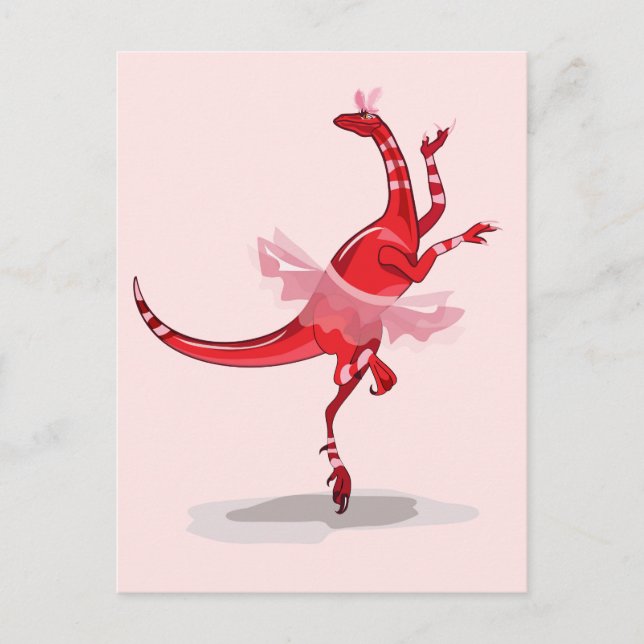 Cartão Postal Ilustração de um Raptor Dançante Bailarina. (Frente)