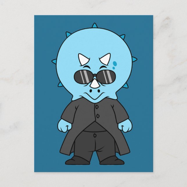 Cartão Postal Ilustração De Um Tricerátops Matriz. (Frente)