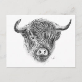 Cartão Postal Ilustração de Vaca do Land da Escócia