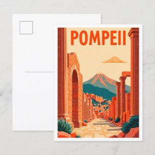 Cartão Postal Ilustração de Viagem Antiga de Pompeia