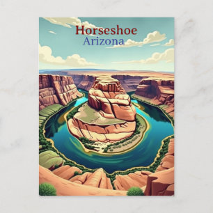 Cartão Postal Ilustração de viagem antiga Horseshoe Bend Arizona