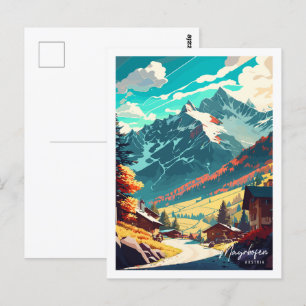 Cartão Postal Ilustração de viagem antiga Mayrhofen Áustria