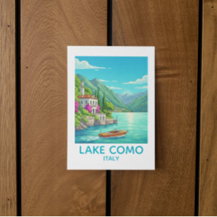Cartão Postal Ilustração de Viagem ao Lago Como Itália Vintage