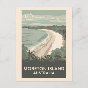 Cartão Postal Ilustração de Viagem Arte da Ilha Moreton Austráli