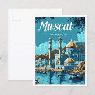 Cartão Postal Ilustração de Viagem artística de Muscat Oman