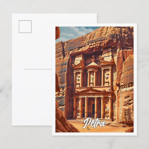 Cartão Postal Ilustração de Viagem artística Petra Jordan