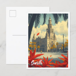 Cartão Postal Ilustração de Viagem artístico de Espanha de Sevil