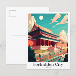Cartão Postal Ilustração de Viagem China em Pequim, cidade proib