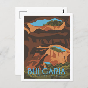 Cartão Postal Ilustração de Viagem da Bulgária da Caverna de Dev