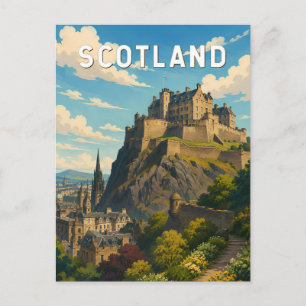Cartão Postal Ilustração de viagem da Escócia Reino Unido Arte