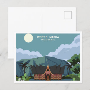 Cartão Postal Ilustração de viagem da Indonésia de Sumatra Ocide