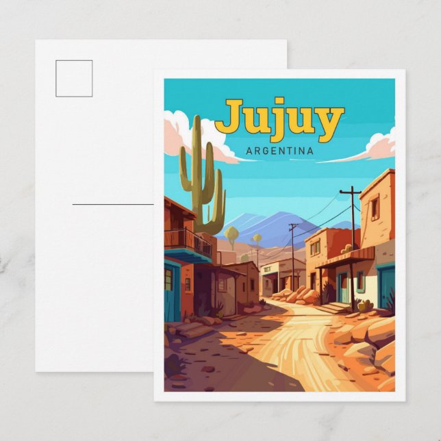 Cartão Postal Ilustração de Viagem da Jujuy Argentina (Frente/Verso)