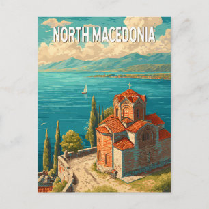 Cartão Postal Ilustração de viagem da Macedônia do Norte Art Vin