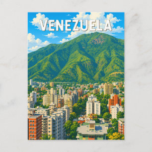 Cartão Postal Ilustração de viagem da Venezuela Arte Vintage