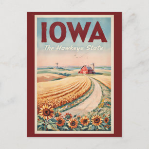 Cartão Postal Ilustração de Viagem da Zona Rural de Iowa Arte Vi