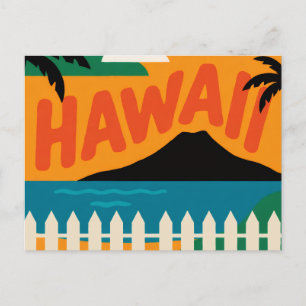 Cartão Postal Ilustração de Viagem das Ilhas Havaianas Vintage R