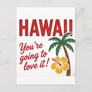 Cartão Postal Ilustração de Viagem das Ilhas Havaianas Vintage R