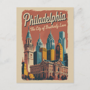 Cartão Postal Ilustração de Viagem de Arte da Filadélfia Pensilv