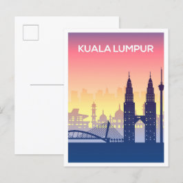 Cartão Postal Ilustração de Viagem de Arte da Malásia em Kuala L