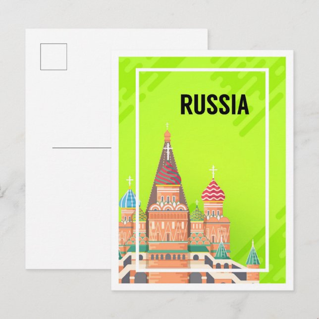Cartão Postal Ilustração de Viagem de Arte da Rússia em Moscou (Frente/Verso)