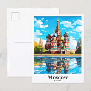 Cartão Postal Ilustração de Viagem de Arte da Rússia em Moscou