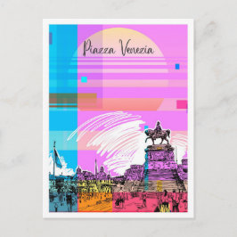 Cartão Postal Ilustração de Viagem de Arte de Piazza Venezia