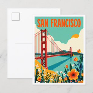 Cartão Postal Ilustração de Viagem de Arte de São Francisco Cali