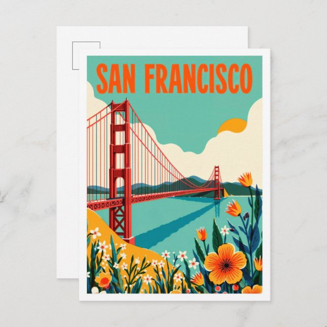 Cartão Postal Ilustração de Viagem de Arte de São Francisco Cali (Frente/Verso)