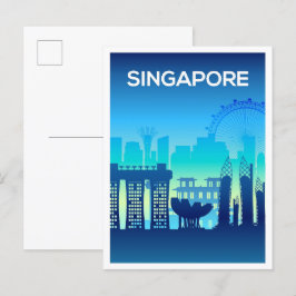 Cartão Postal Ilustração de Viagem de Arte de Singapura