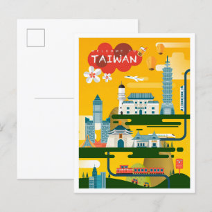 Cartão Postal Ilustração de Viagem de Arte de Taiwan